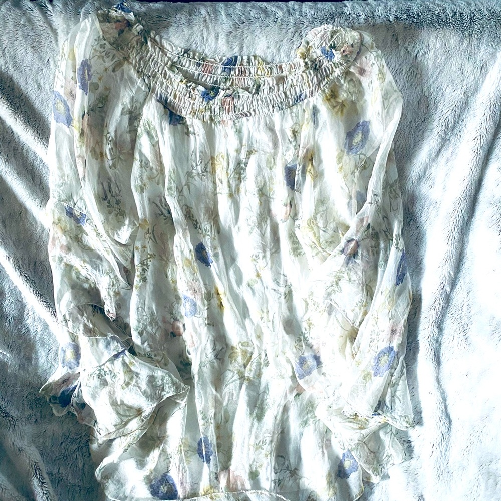Viola Borghi Sheer Floral Silk Layered Blouse- Stunning Blouse
